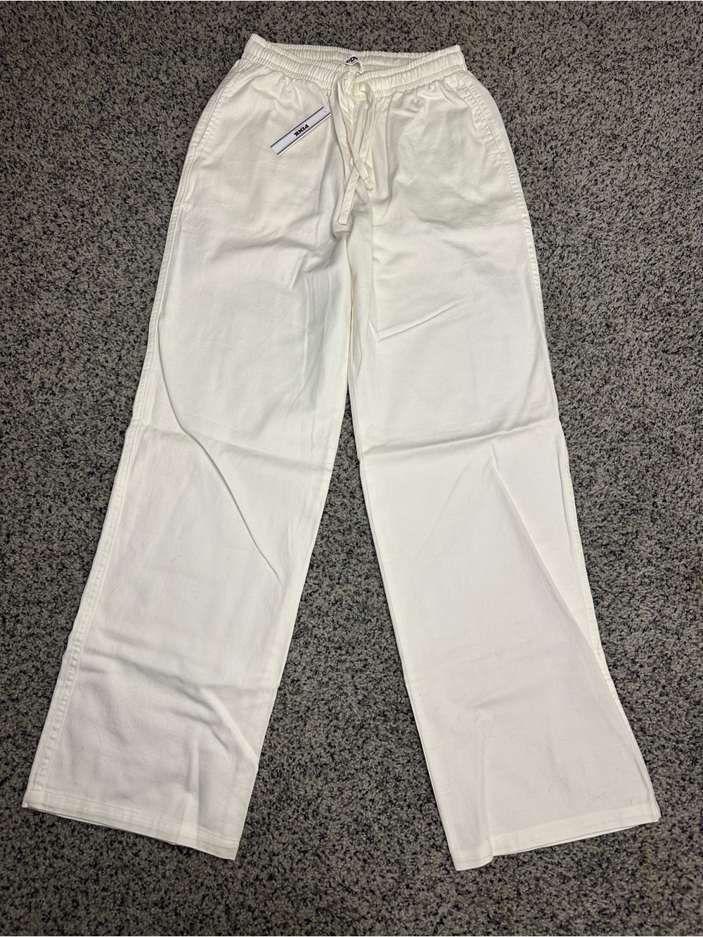 PINK Victoria's Secret Cream Drawstring Wide-Leg Pants